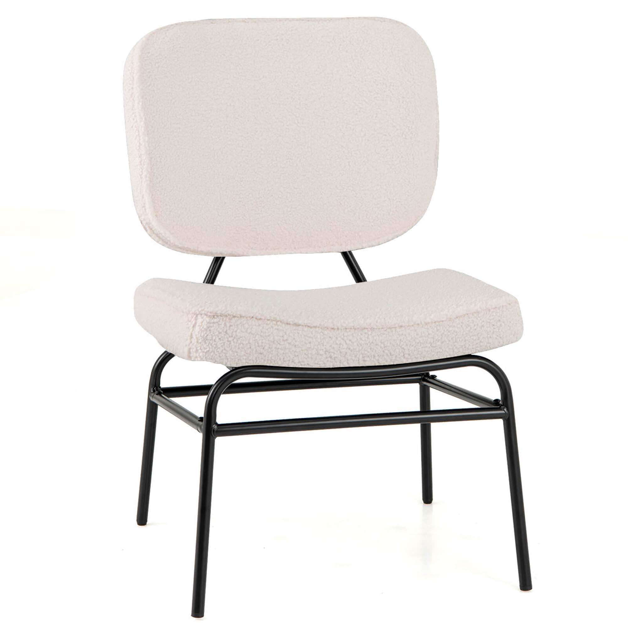 Costway - 1 PCS Upholstered Accent Chair with Sponge Padding Adjustable Foot Pads & Metal Frame - White price drop on PriceWatchPro