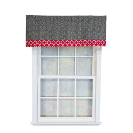 Front. RLF Home - RLF Home 100% Cotton Brazil Banded Fully lined Windows Rod Pocket Valance 50" x 16" Red - Red.
