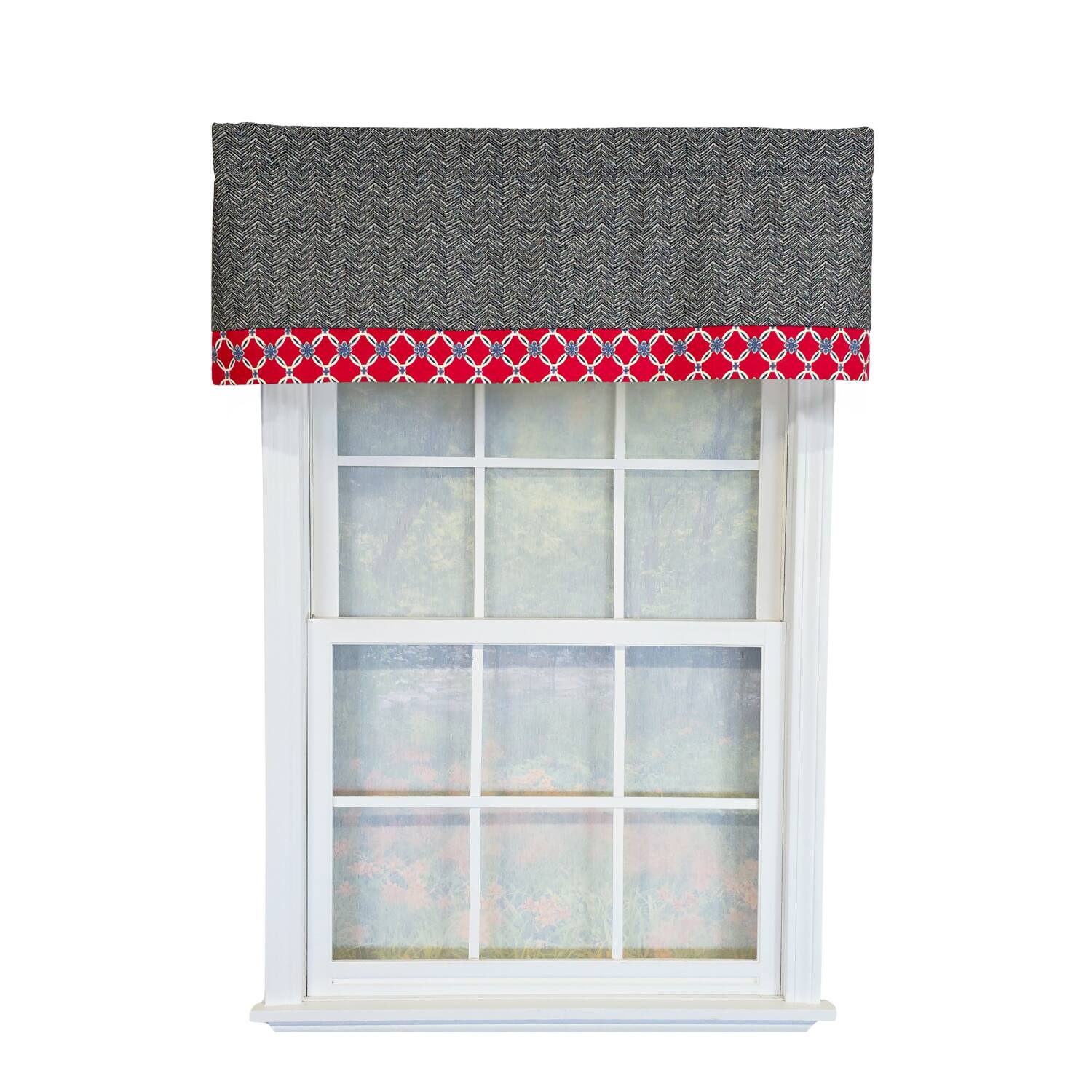 Front. RLF Home - RLF Home 100% Cotton Brazil Banded  Fully lined Windows Rod Pocket Valance 50" x 16"  Red - Red.