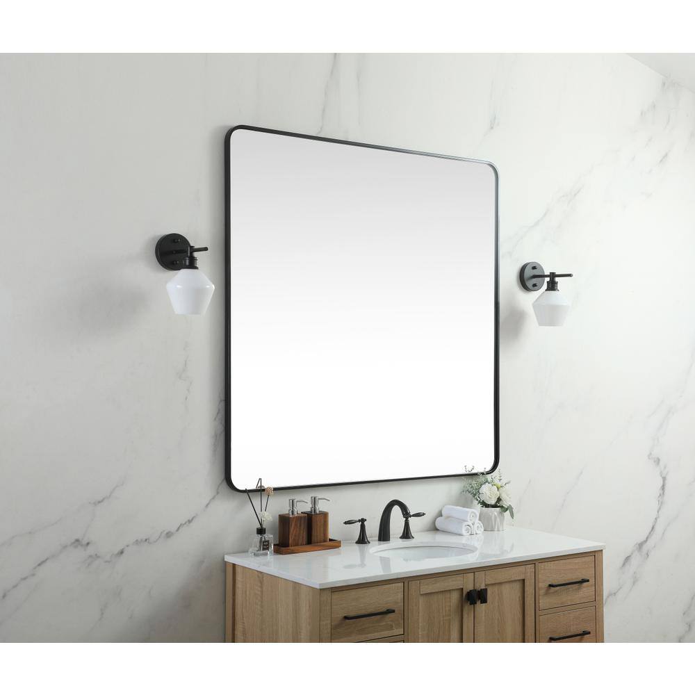 Alt View 4. Elegant Decor - Soft corner metal square mirror 48x48 inch in Black - Black.
