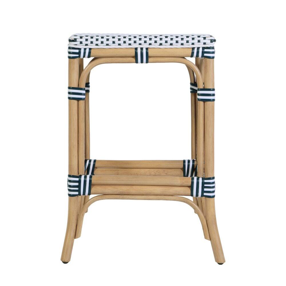 Left. Butler Specialty - Laguna 24.5 in. Seat Height Rattan Counter Stool - White And Navy.