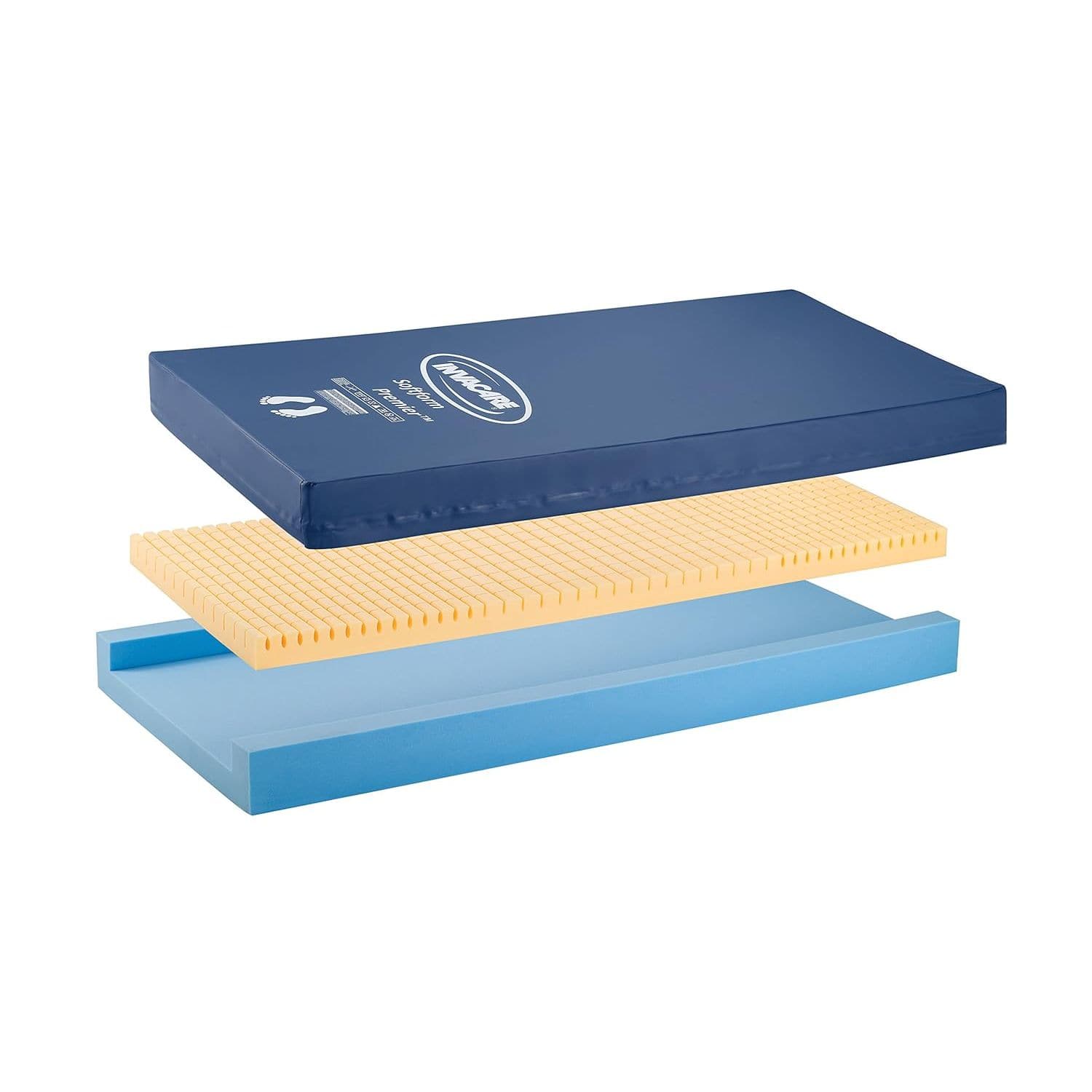 Invacare - Softform Premier Hospital Bed Mattress 84" x 36" x 6" with Fluid-Resistant Cover - Blue