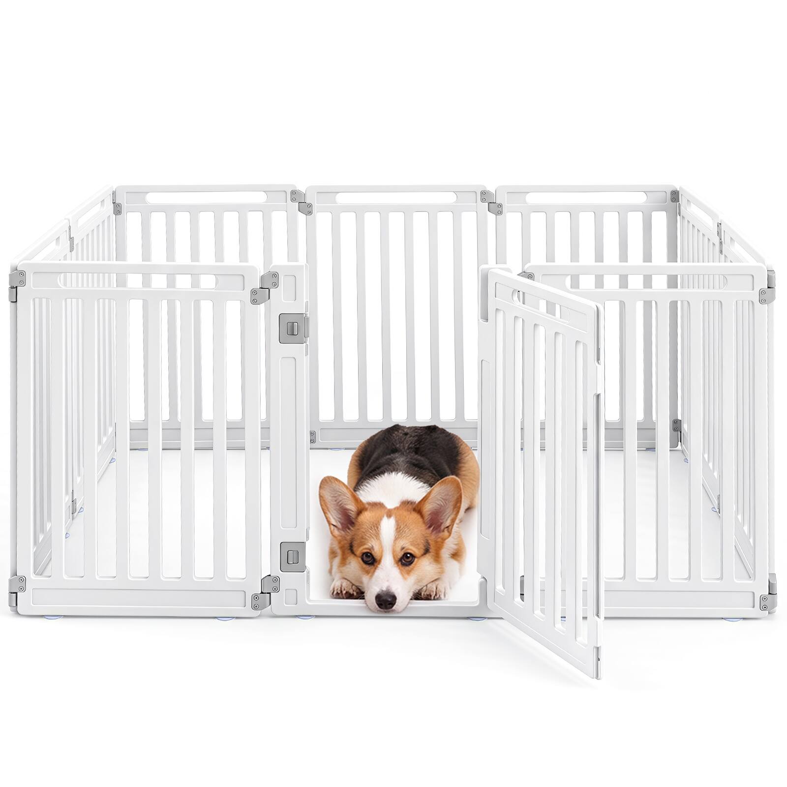 Alt View 9. Gymax - Gymax Indoor Outdoor Dog Playpen w/Door Lock 31.5'' Height 10 Panels for RV Camping White - White.