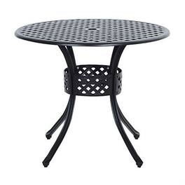 Hivvago - Round Metal 33-inch Outdoor Patio Table Cast Aluminum - Black