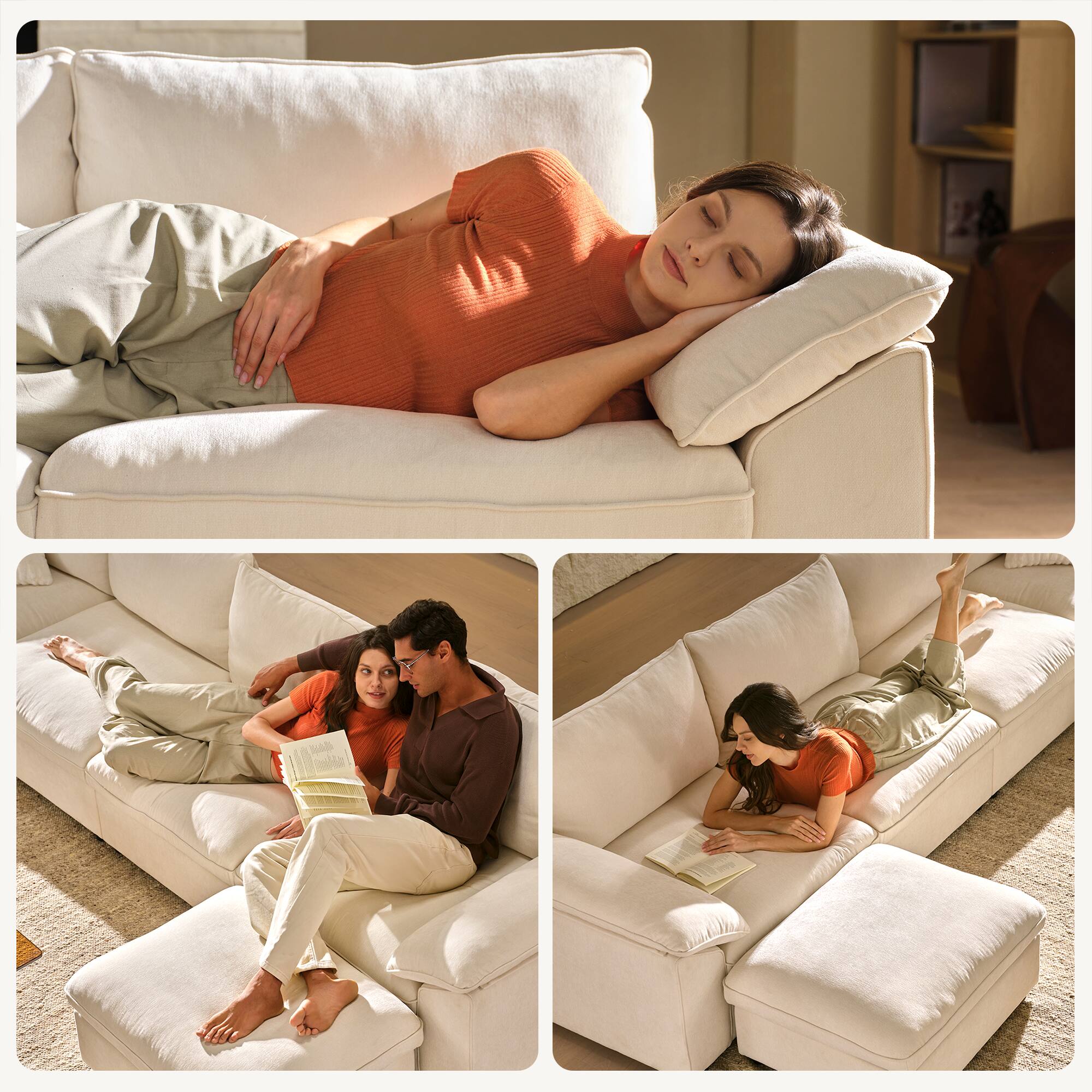 Alt View 1. ModernMate - 114.1" W 3-Seat Chenille Cloud Down-Blend Modular L-shape Sectional with Storage Ottoman for Living Room - Beige L-Shaped.