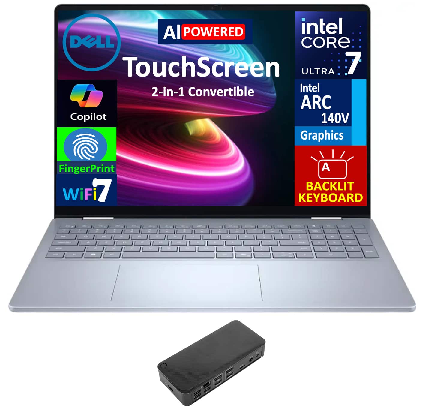 Dell 16 Plus 2 in 1 Laptop 16.0 WUXGA (Intel Ultra 7 256V, 16GB