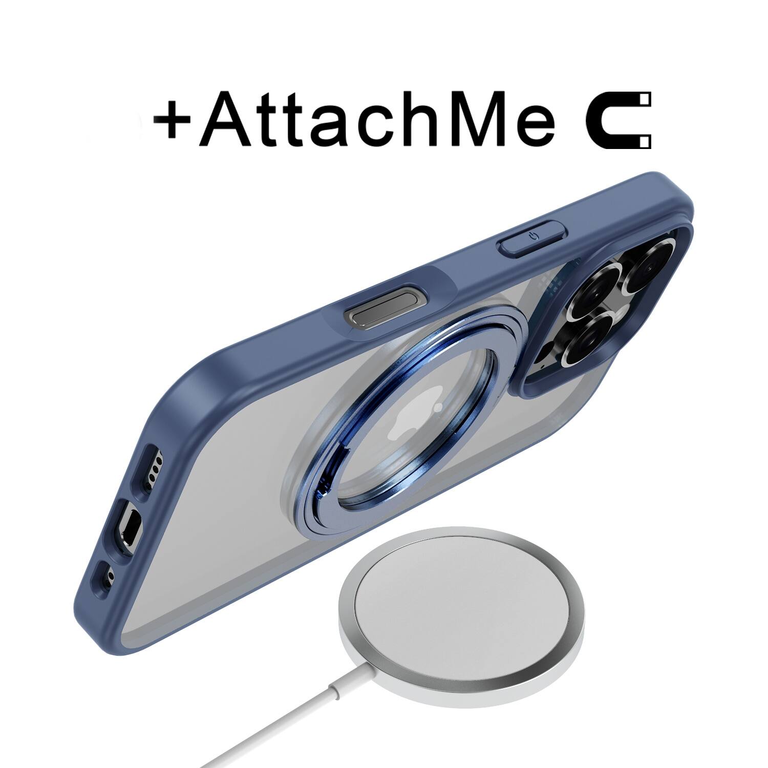 Alt View 1. Mybat Pro - MyBat Pro Lure Series 360° Ring Stand MagSafe Case for Apple iPhone 16 Pro - Blue - Clear/Blue.