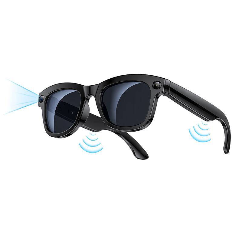 Front. Cluzine - AI Smart Bluetooth Glasses Voice Call Translation HD Anti-Shake Photo Video 800W Anti-Shake Lens Waterproof Dustproof - Black.