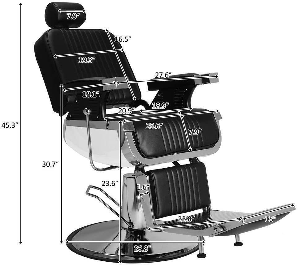 Sure, here is the corrected and grouped text from the image:

- **Height:** 45.3"
- **Width:** 26.8"
- **Depth:** 30.7"
- **Seat Height:** 1.6"
- **Seat Width:** 22.8"
- **Seat Depth:** 15"
- **Backrest Height:** 19.3"
- **Backrest Width:** 16.5"
- **Backrest Depth:** 18.1"
- **Armrest Height:** 27.6"
- **Armrest Width:** 20.9"
- **Armrest Depth:** 18.9"
- **Headrest Height:** 7.9"
- **Headrest Width:** 7.9"
- **Legrest Height:** 25.6"
- **Legrest Width:** 23.6"