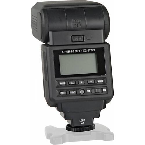 EF-530 DG SUPER ETTL II  
MODE  
SEL  
+  
-  
ZOOM  
TEST  
LIGHT  
OFF  
ON  
LOCK