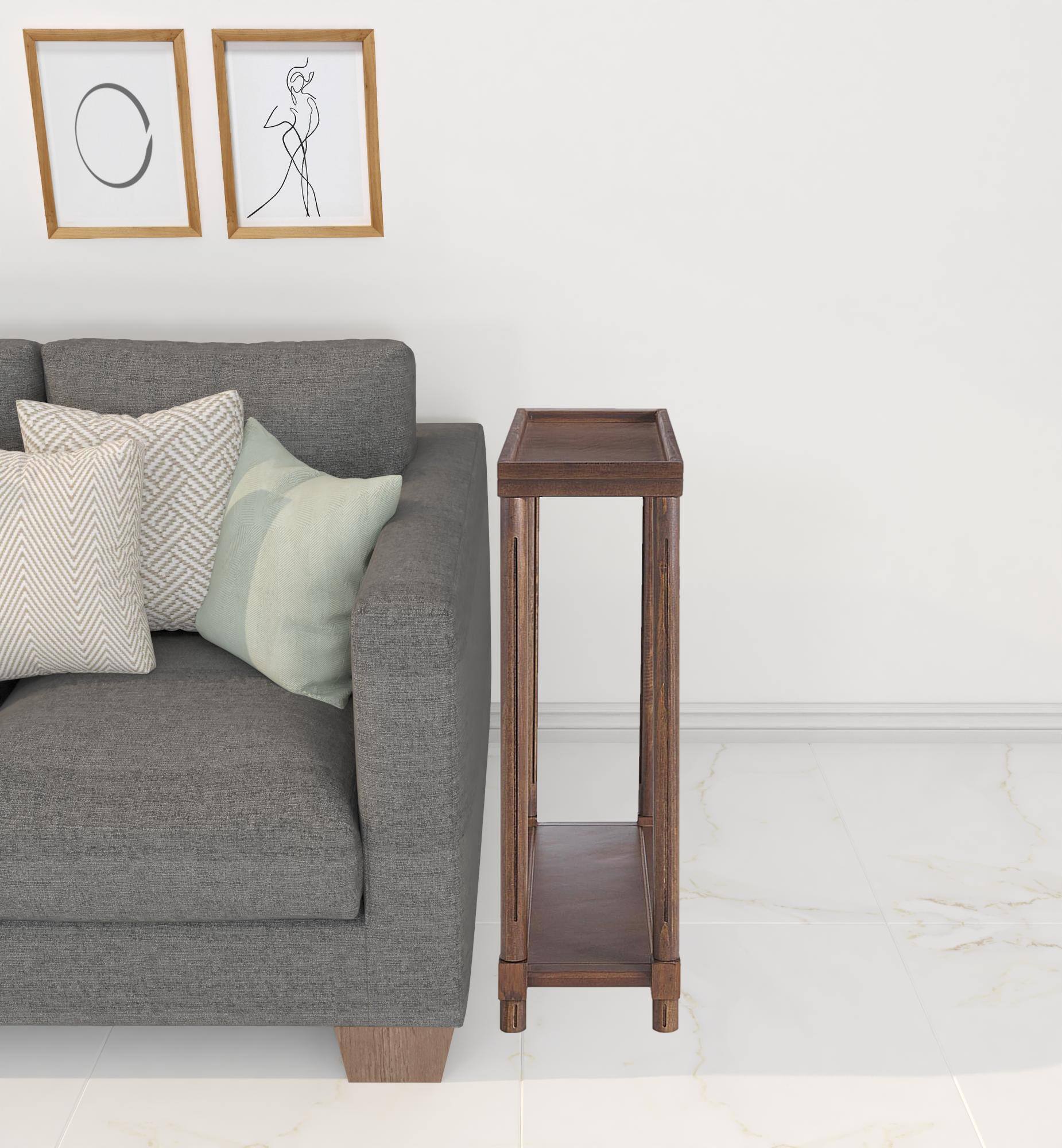 Left. Hivvago - Hivvago Set Of Two 24 Inch Wood Rectangular End Tables With Shelf - Chestnut.