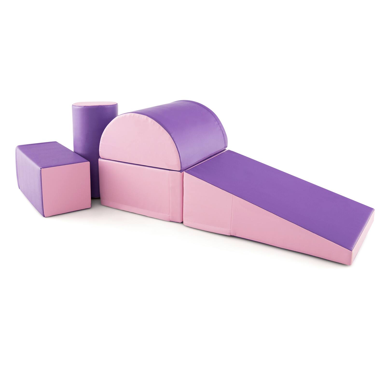 Alt View 2. Costway - Costway 5 PCS Kids Climb & Crawl Activity Playset Soft Foam Block Toddler Play Structure - Purple.