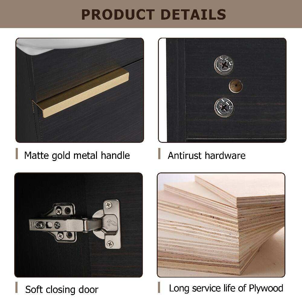 PRODUCT DETAILS
- Matte gold metal handle
- Antirust hardware
- Soft closing door
- Long service life of Plywood