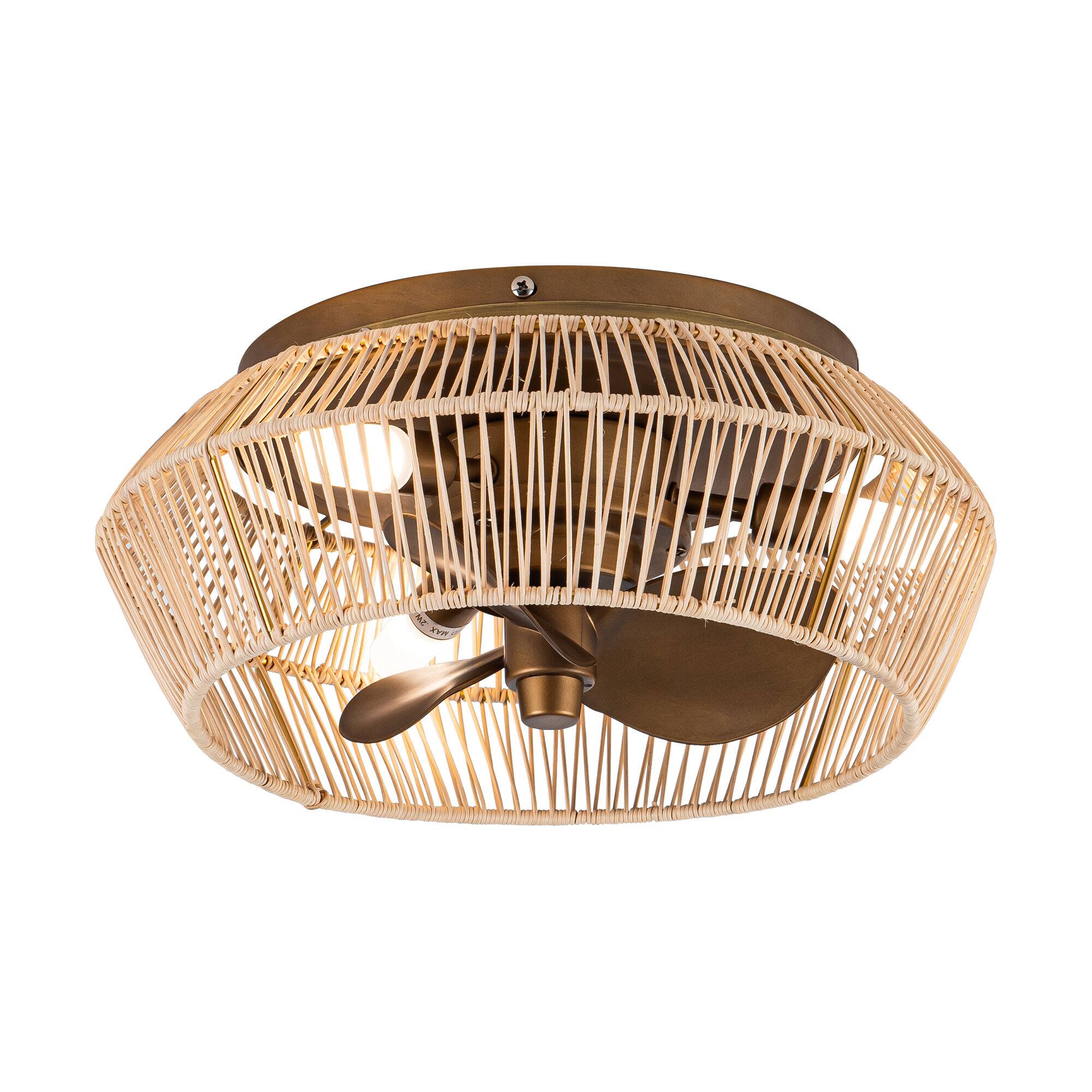 Alt View 5. Parrot Uncle - 13.5" Brushed Bronze Cage Low Profile Ceiling Fan with Lights - Bronze.