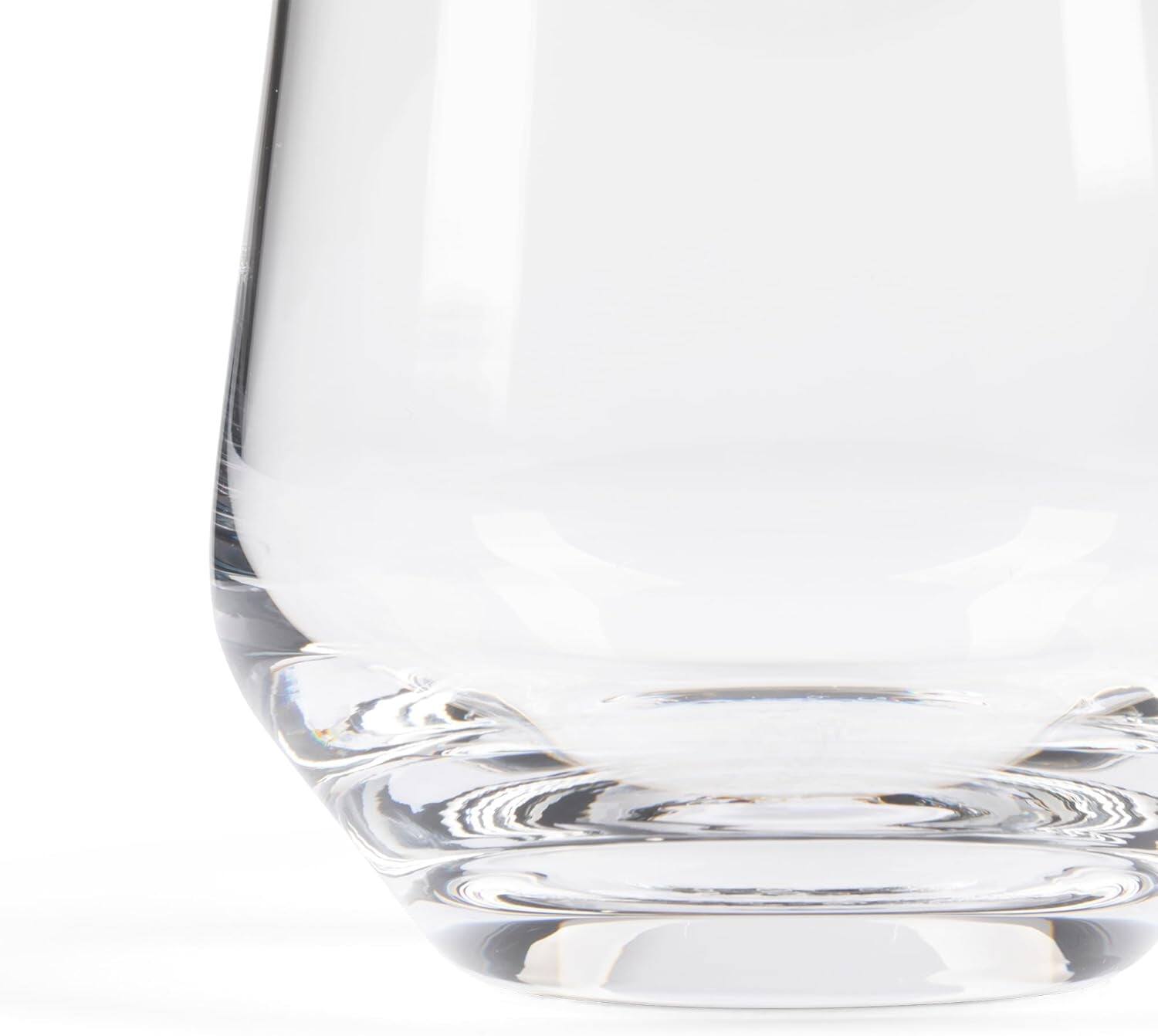 Left. Larder & Vine - Set of 4 Short 13.5 oz Classic Drinking Glasses, Handmade in Poland from Lead-Free Crystal - Clear.