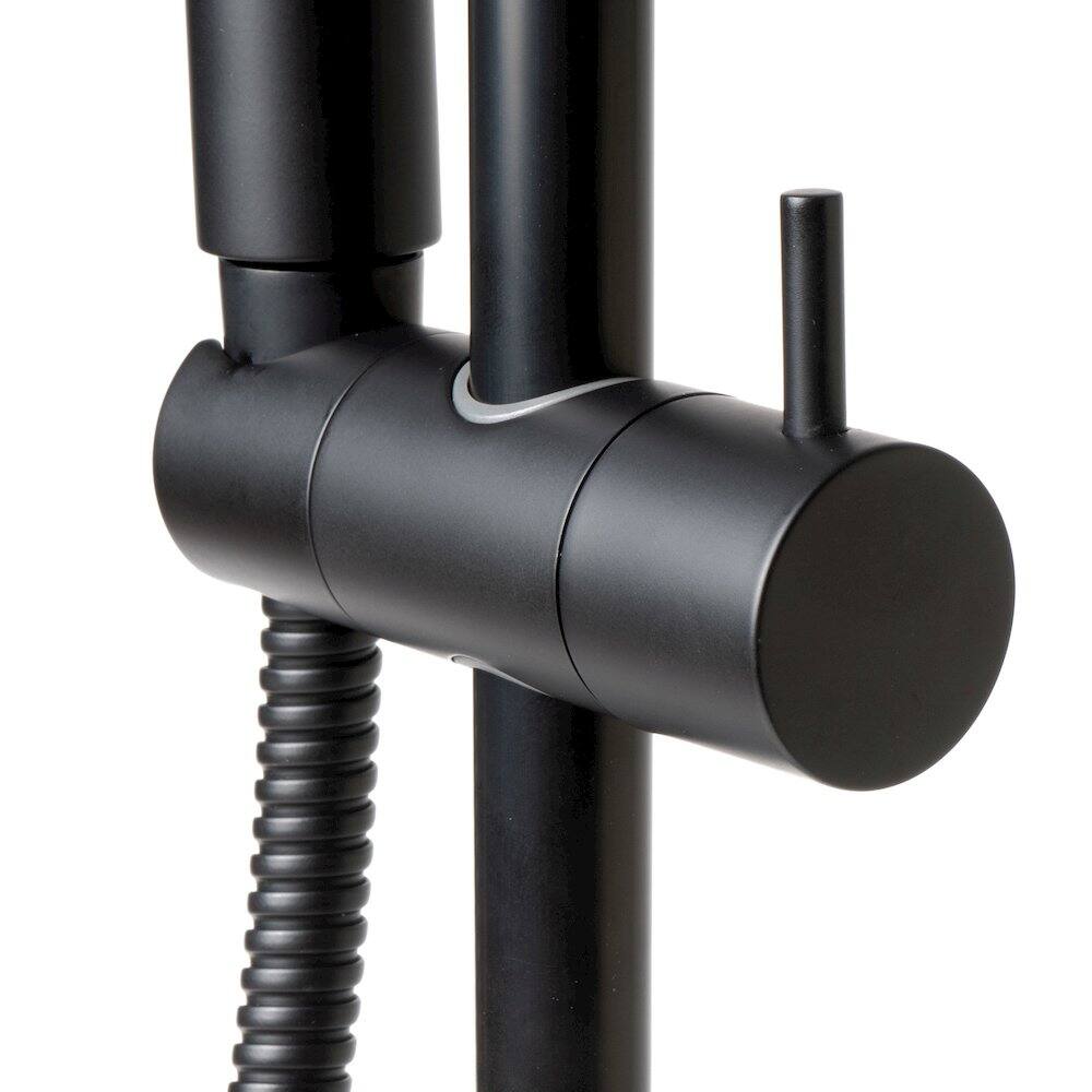 Back. Alfi - Black Matte Round Sliding Rail Hand Shower Set - Black.