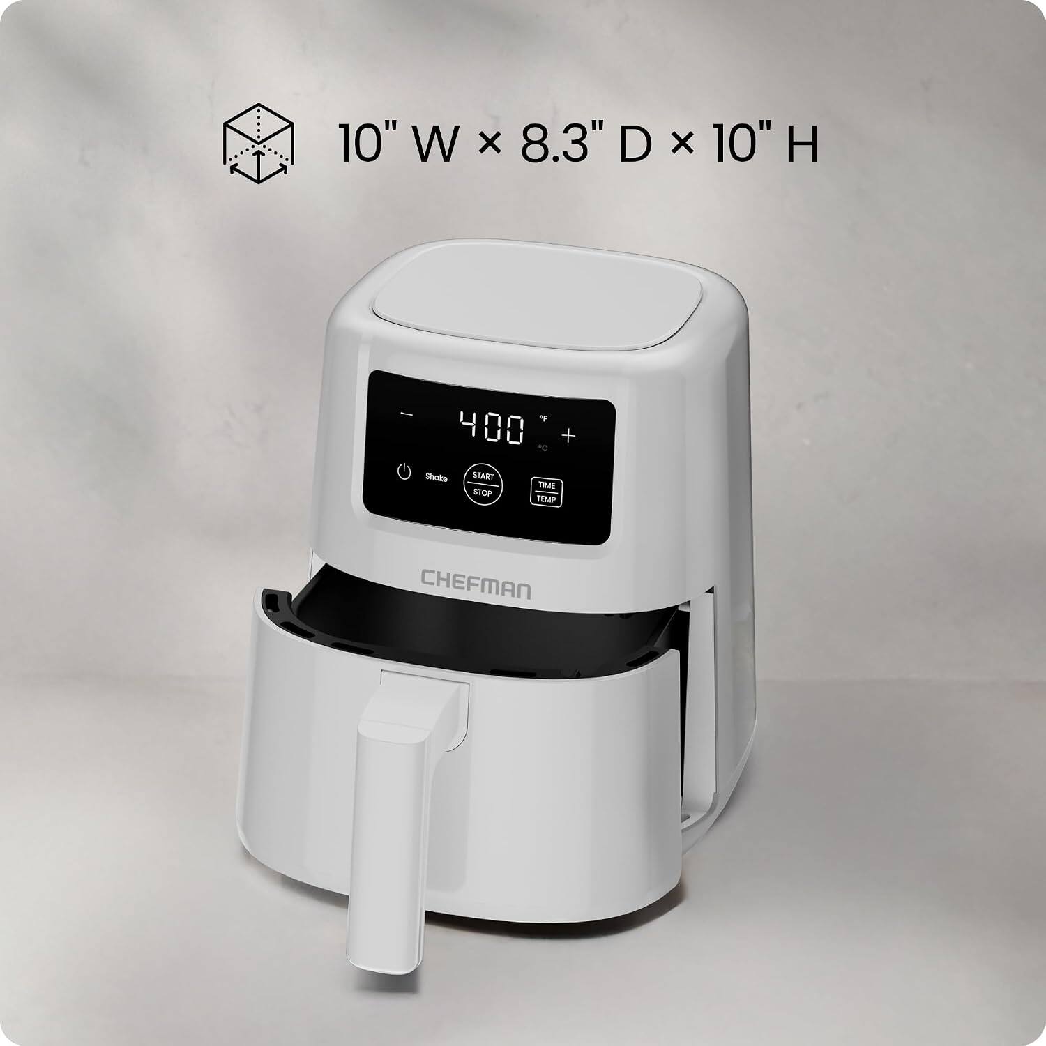 10" W X 8.3" D X 10" H - * 400 C + Shoke START STOP TIME TiMP CHEFMAN