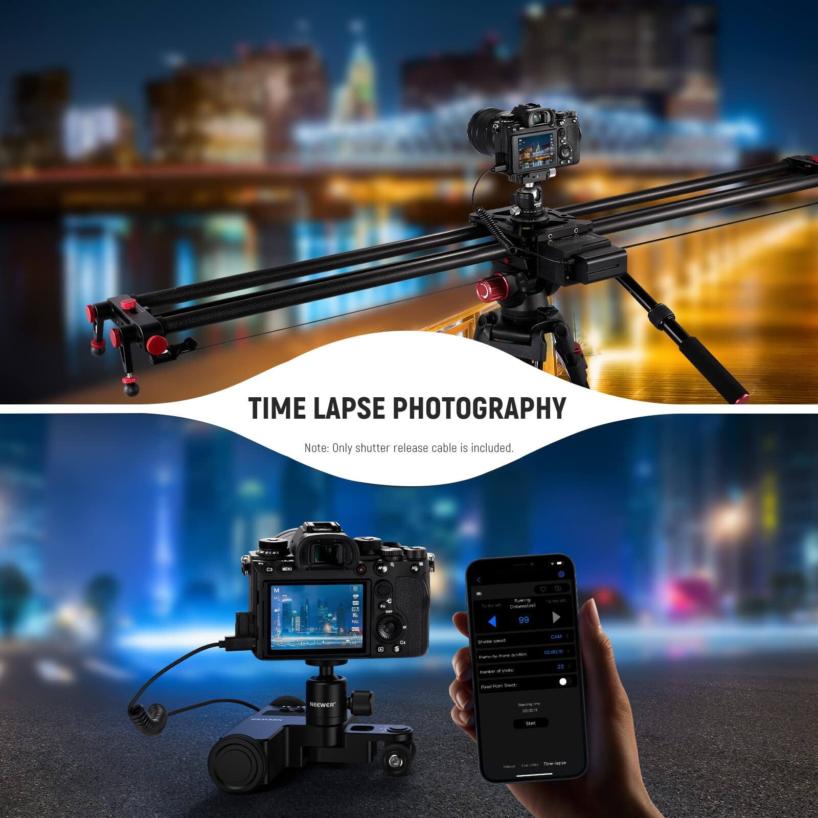 TIME LAPSE PHOTOGRAPHY  
Note: Only shutter release cable is included.
