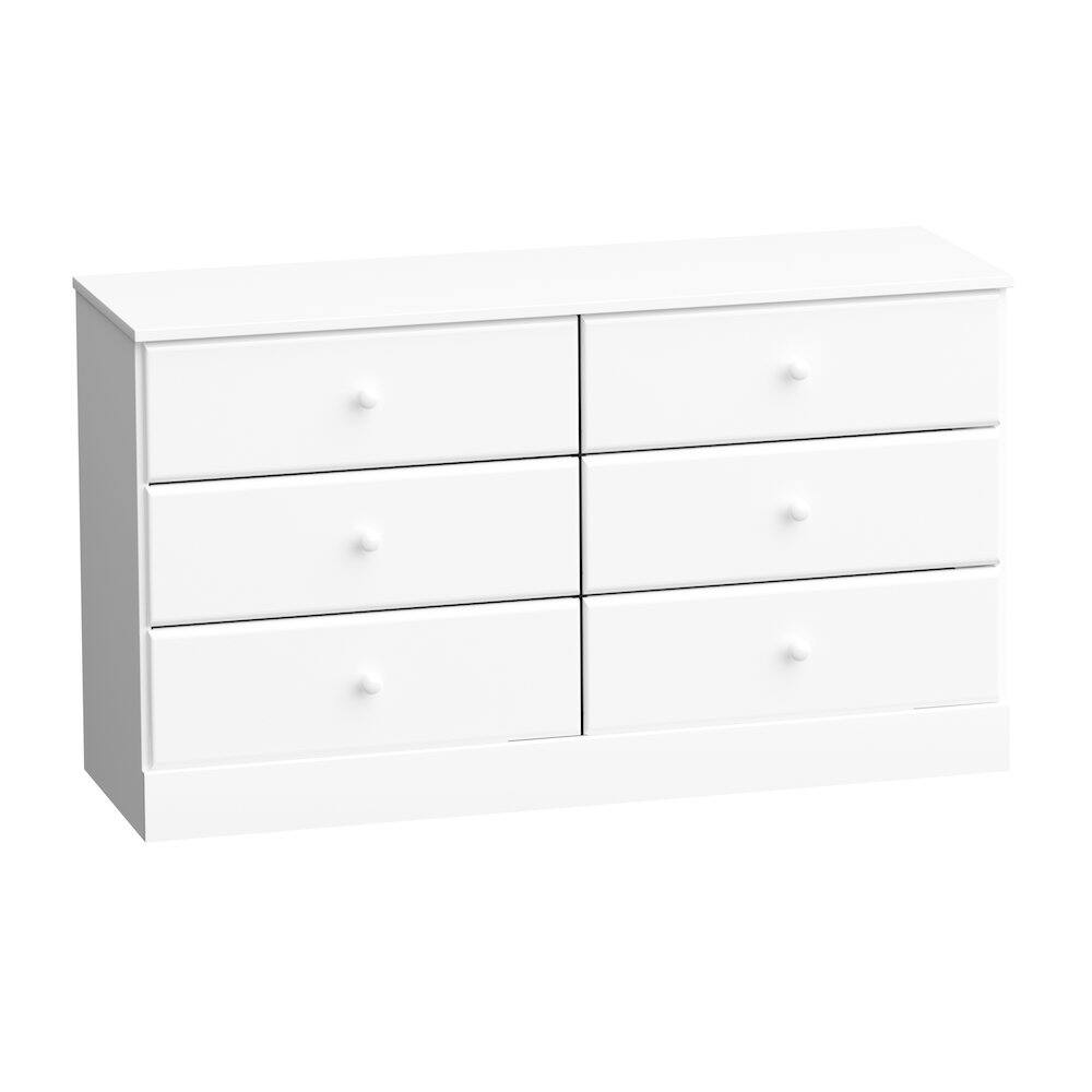 Angle. Prepac - Astrid 6-Drawer Dresser, White - White.