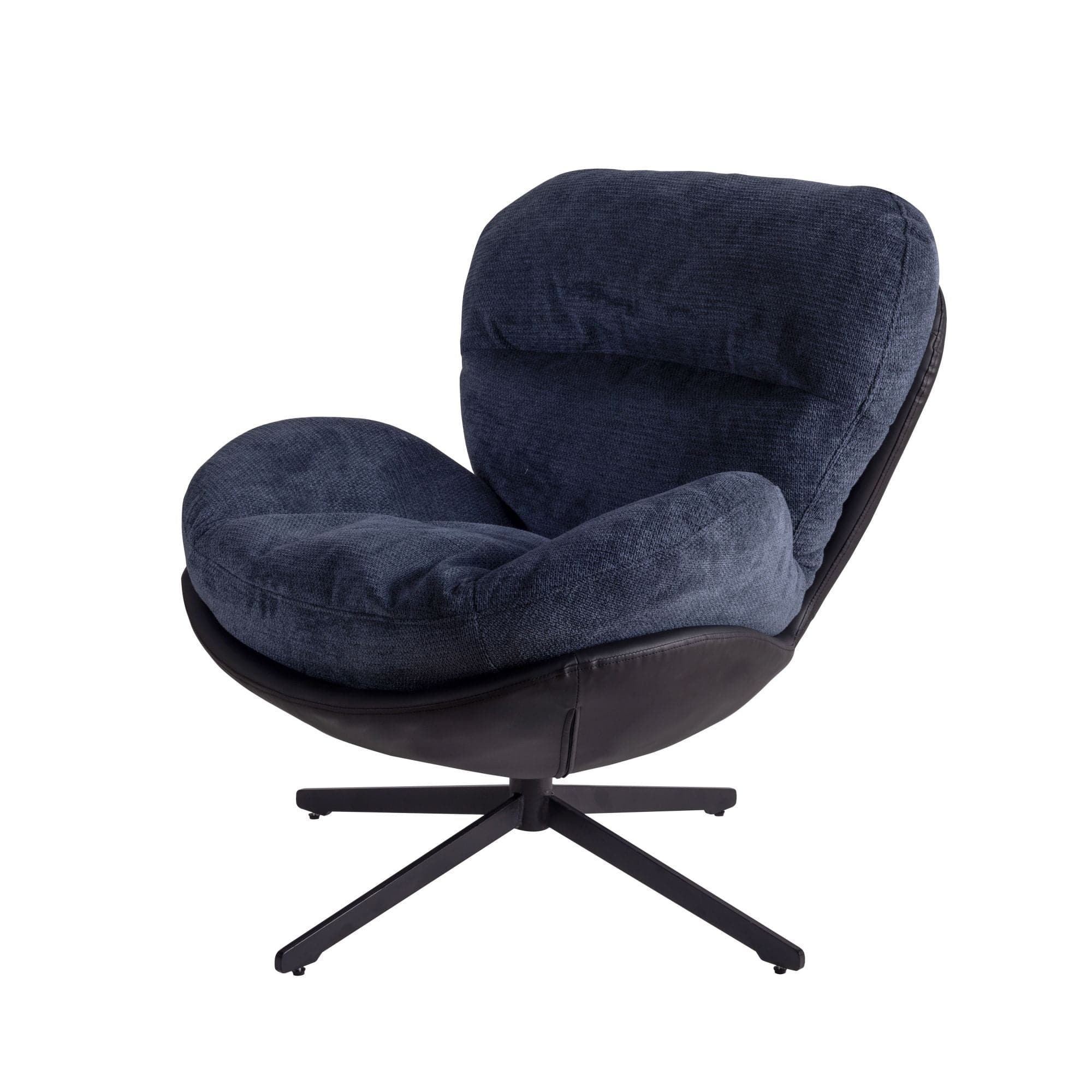 Boyel Living - Dark Modern Chenille Chair. Swivel Office Chair with Faux Leather and Black Metal Base Frame for Small Spaces - Blue