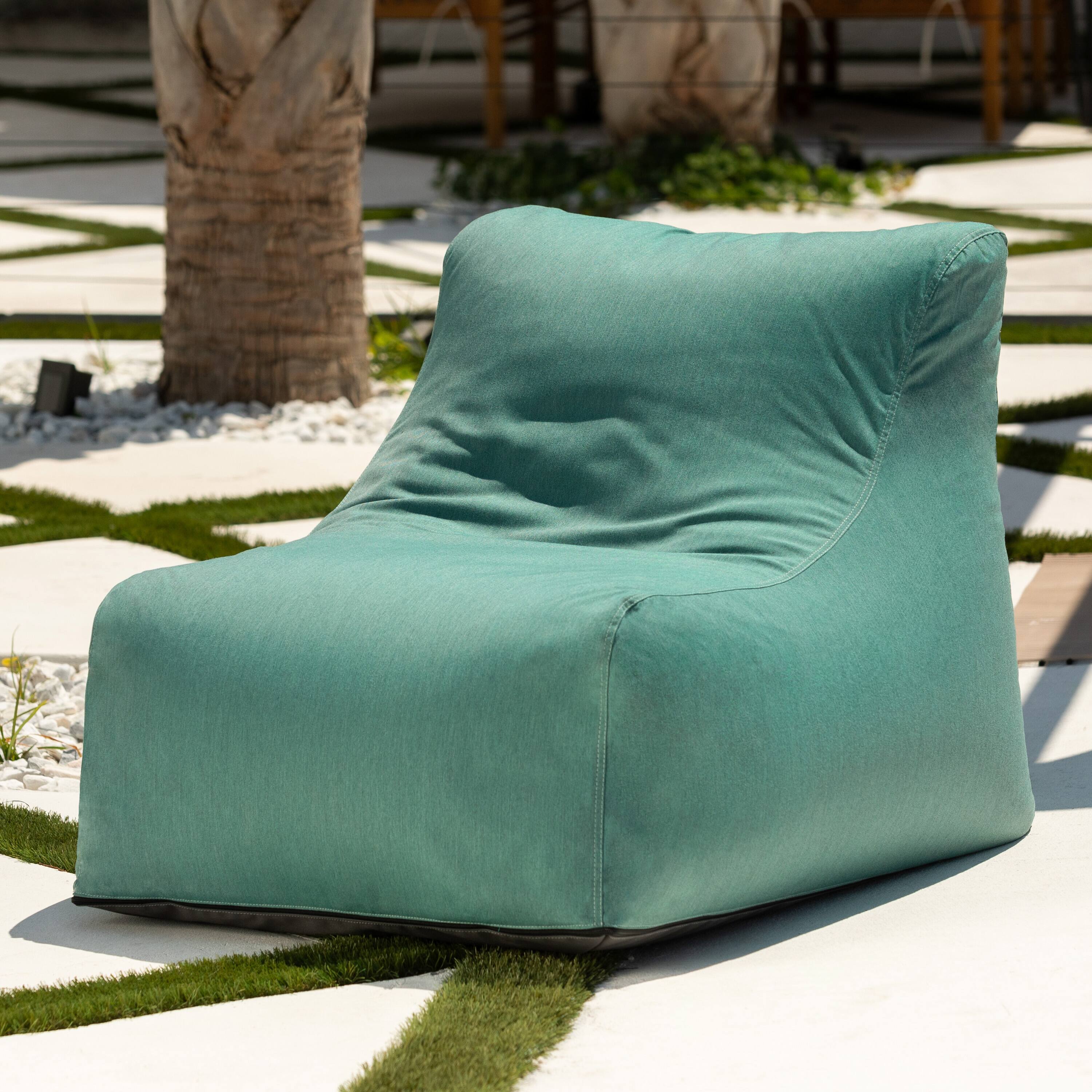 Angle. Jaxx - Jaxx Ponce Outdoor Bean Bag Chair - Weather Resistant Patio and Poolside Lounge Seating, Sunbrella Breeze - Sunbrella Breeze.