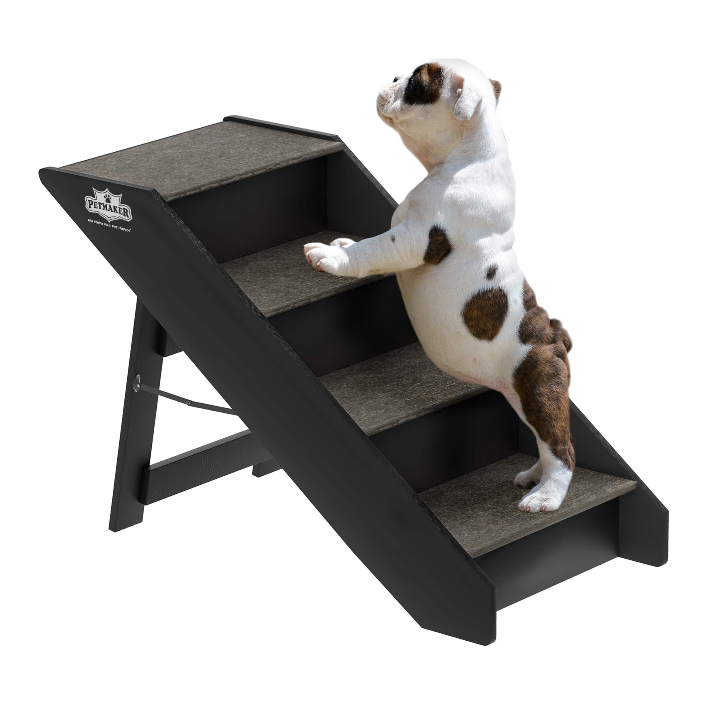 PetMaker - Pet Stairs Home and Vehicle Nonslip Carpeted Dog Steps with 4-Step Design For Puppies, Kittens, and Other Small Pets - Gray price history on PriceWatchPro