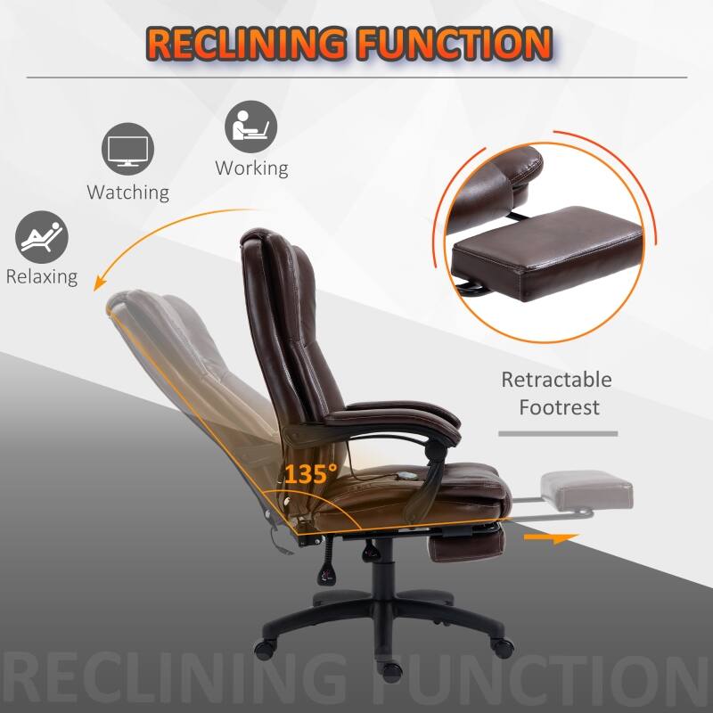 RECLINING FUNCTION

- Working
- Watching
- Relaxing

135°

Retractable Footrest