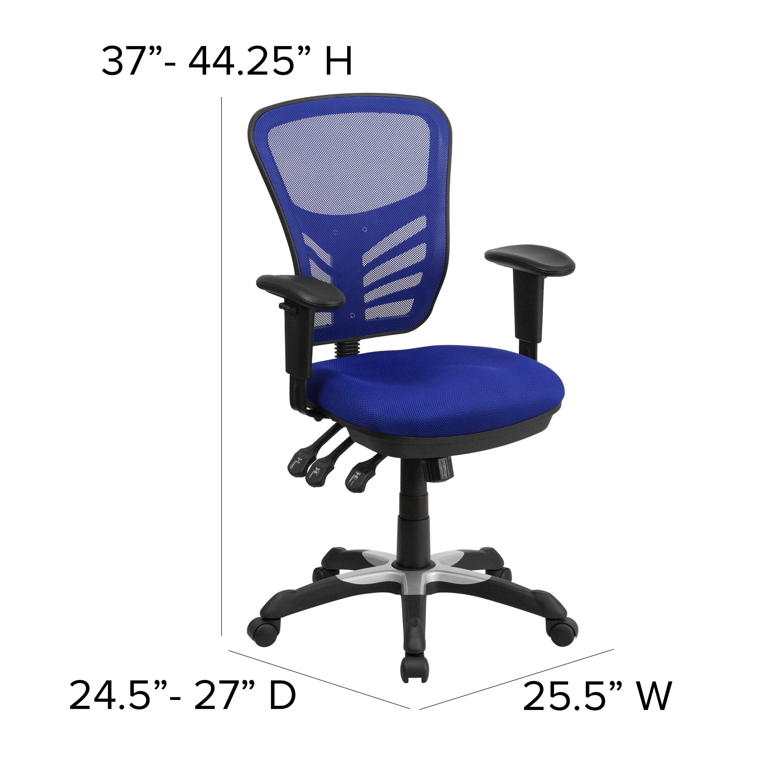 37" - 44.25" H  
24.5" - 27" D  
25.5" W