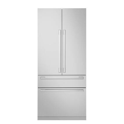 Front. SKS - Transitional Series Panel Kit For 36-Inch Built-in French Door Refrigerator - Satin Stainless Steel.