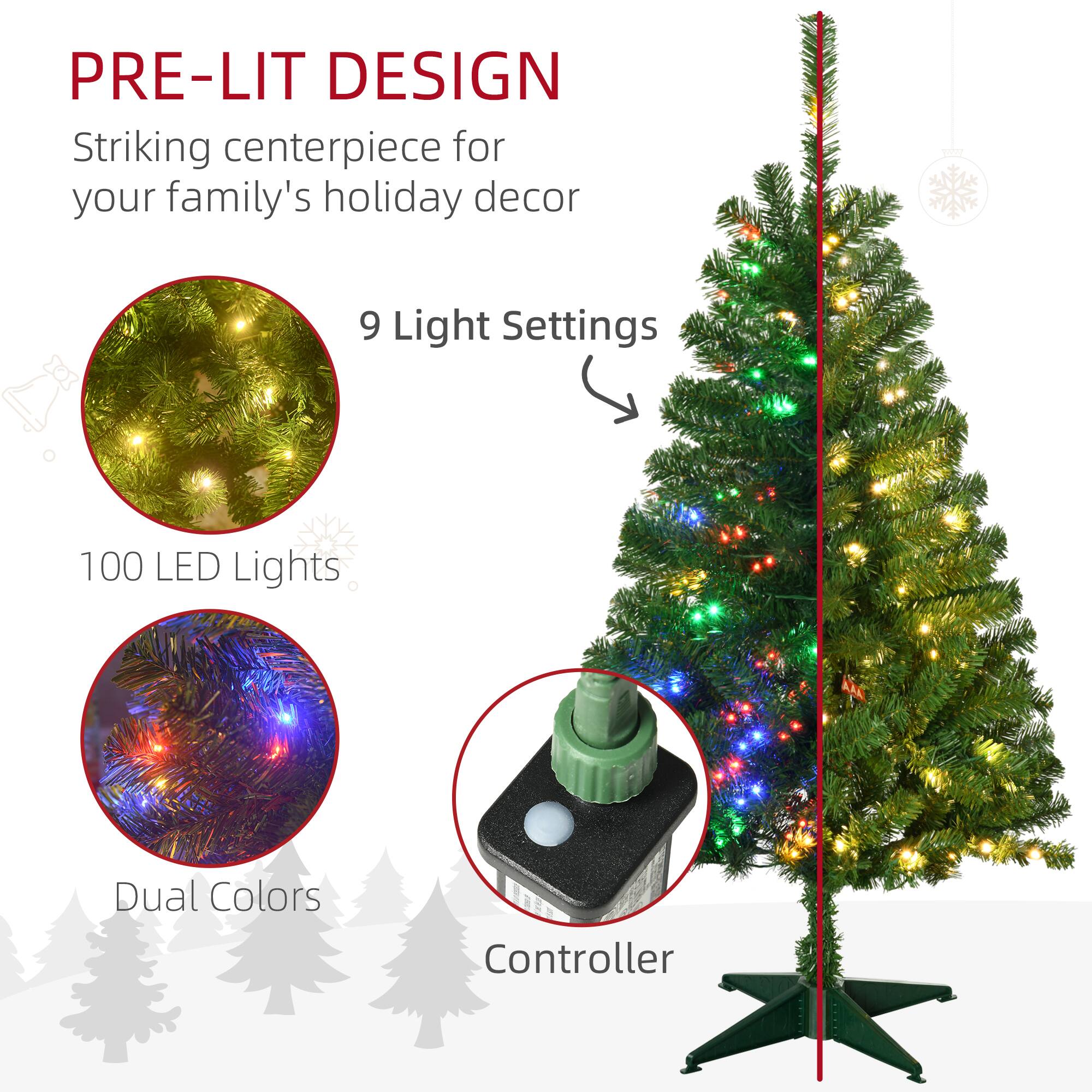 PRE-LIT DESIGN  
Striking centerpiece for your family's holiday decor  

9 Light Settings  
100 LED Lights  
Dual Colors  
Controller