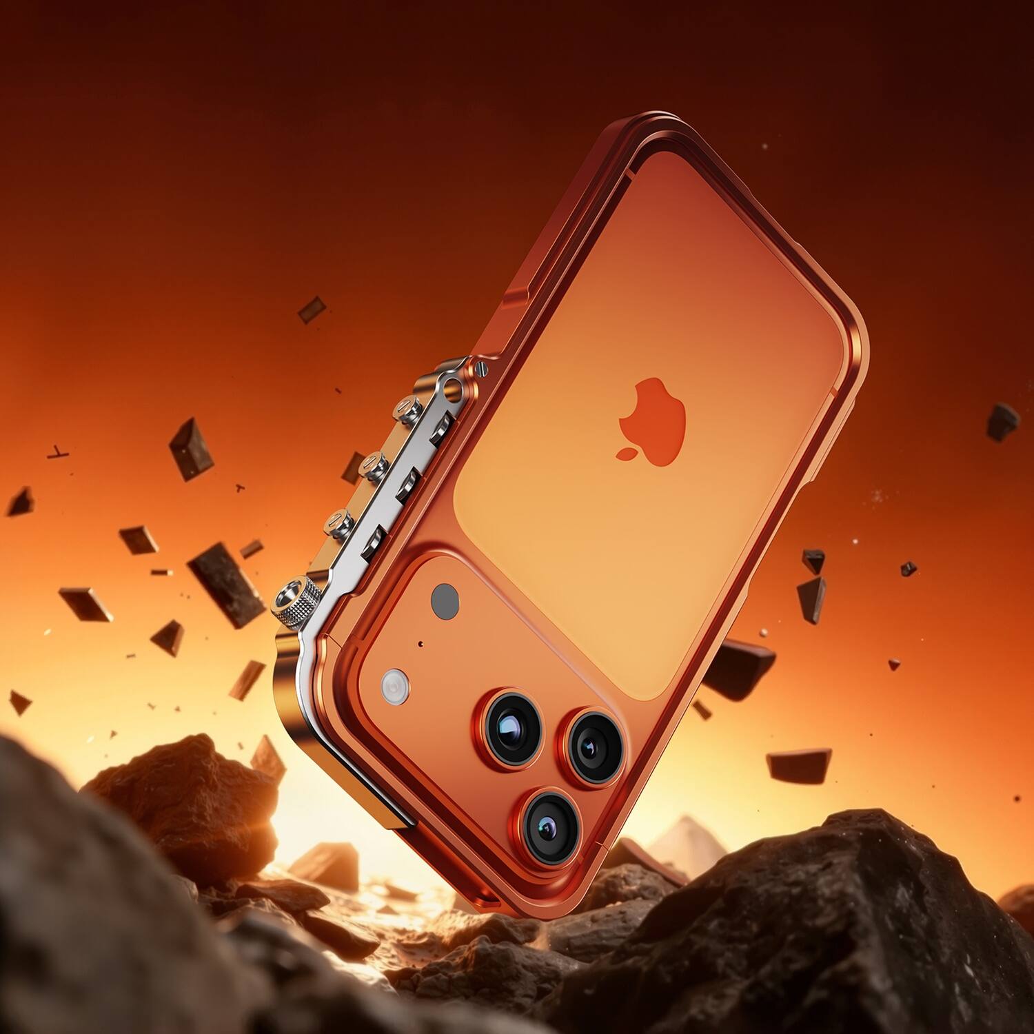 Back. Dteck - Aluminum Metal Bumper Phone Case for Apple iPhone 17 Pro Max, Shockproof Protective Frame Cover with Open Back Design - Blue.
