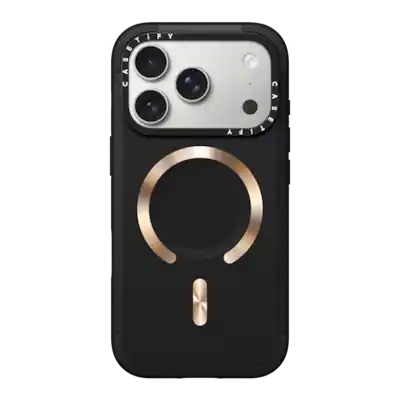 Front. CASETiFY - Force Case MagSafe Compatible for Apple iPhone 18 Pro and 17 Pro Devices - Black Gold.