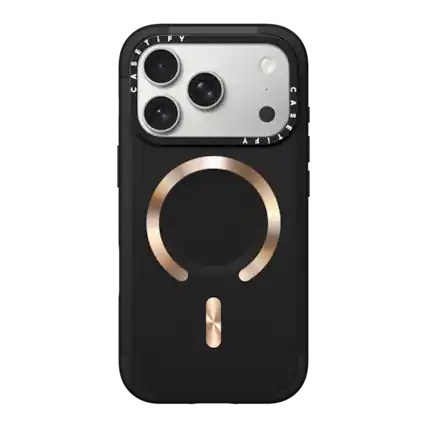 Front. CASETiFY - Force Case MagSafe Compatible for Apple iPhone 18 Pro and 17 Pro Devices - Black Gold.