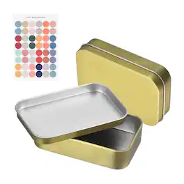 Unique Bargains - 2pcs Metal Tin Box, 3.7x2.4x0.9" Rectangular with Self-Adhesive Stickers, Mini Storage for Candy Drawing Pin Crafts - Light Gold
