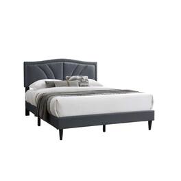 Manhattan Lane - Carie Full Bed, Charcoal Gray Burlap Upholstery, Padded Headboard - Charcoal Gray, Black