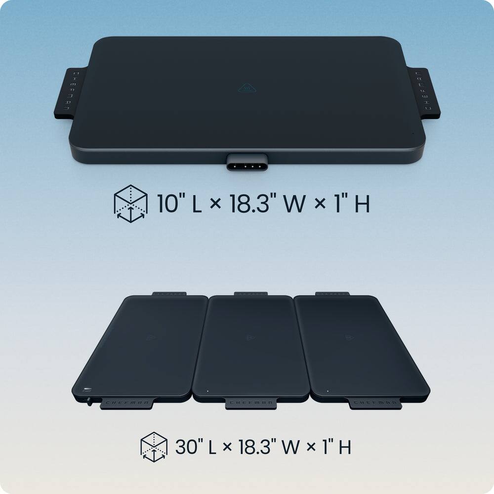 10" L x 18.3" W x 1" H  
30" L x 18.3" W x 1" H