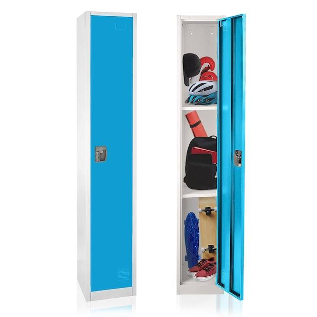Alt View 4. AdirOffice - 629-Series 72" H 1-Tier Steel Key Lock 2-Shelf Locker with Key Lock - Blue.