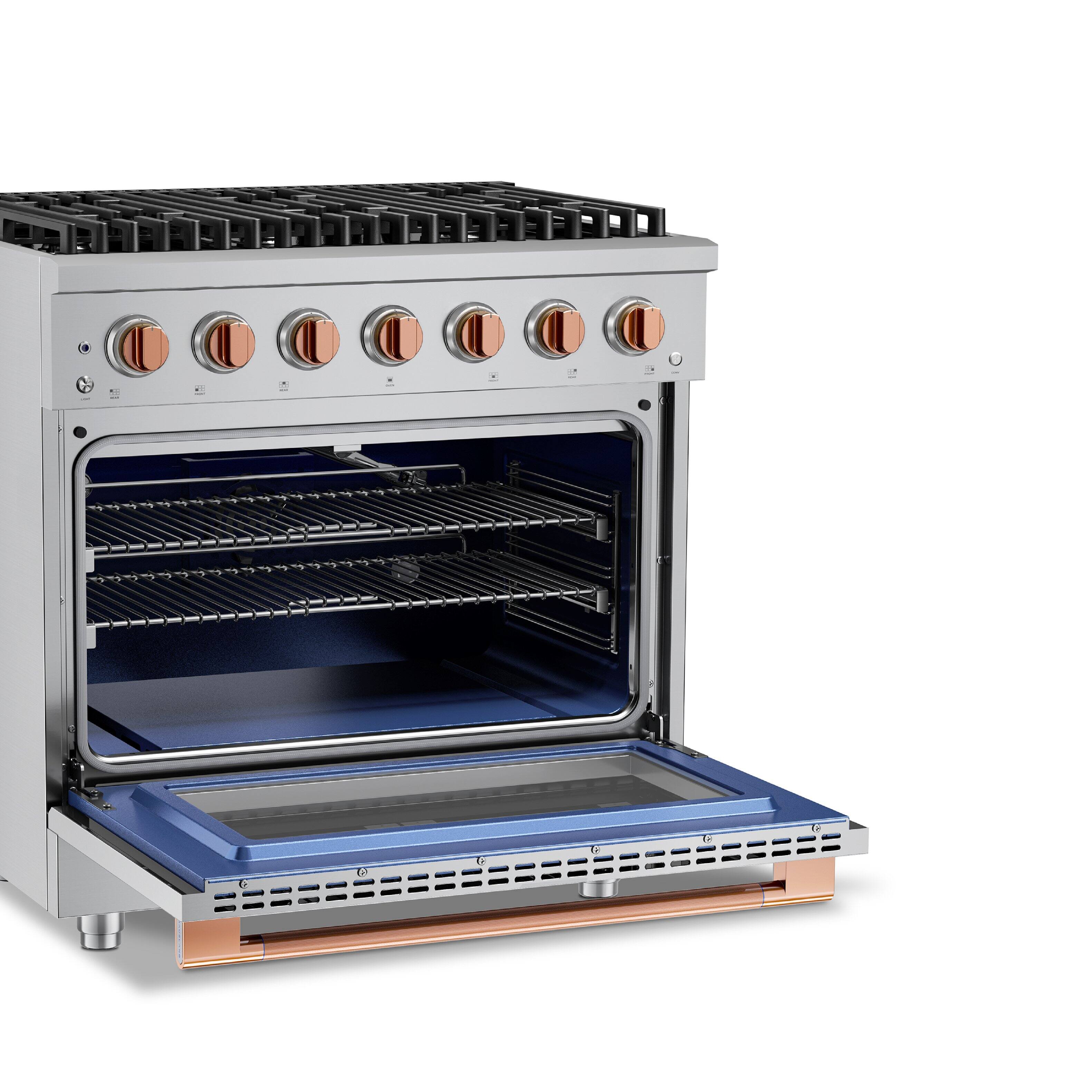 Alt View 3. Hauslane - HausPro 36 in. 6 Burners Gas Range in Rose Gold with 20,000 BTU and Convection Oven with 5 Rack Positions - Rose Gold.