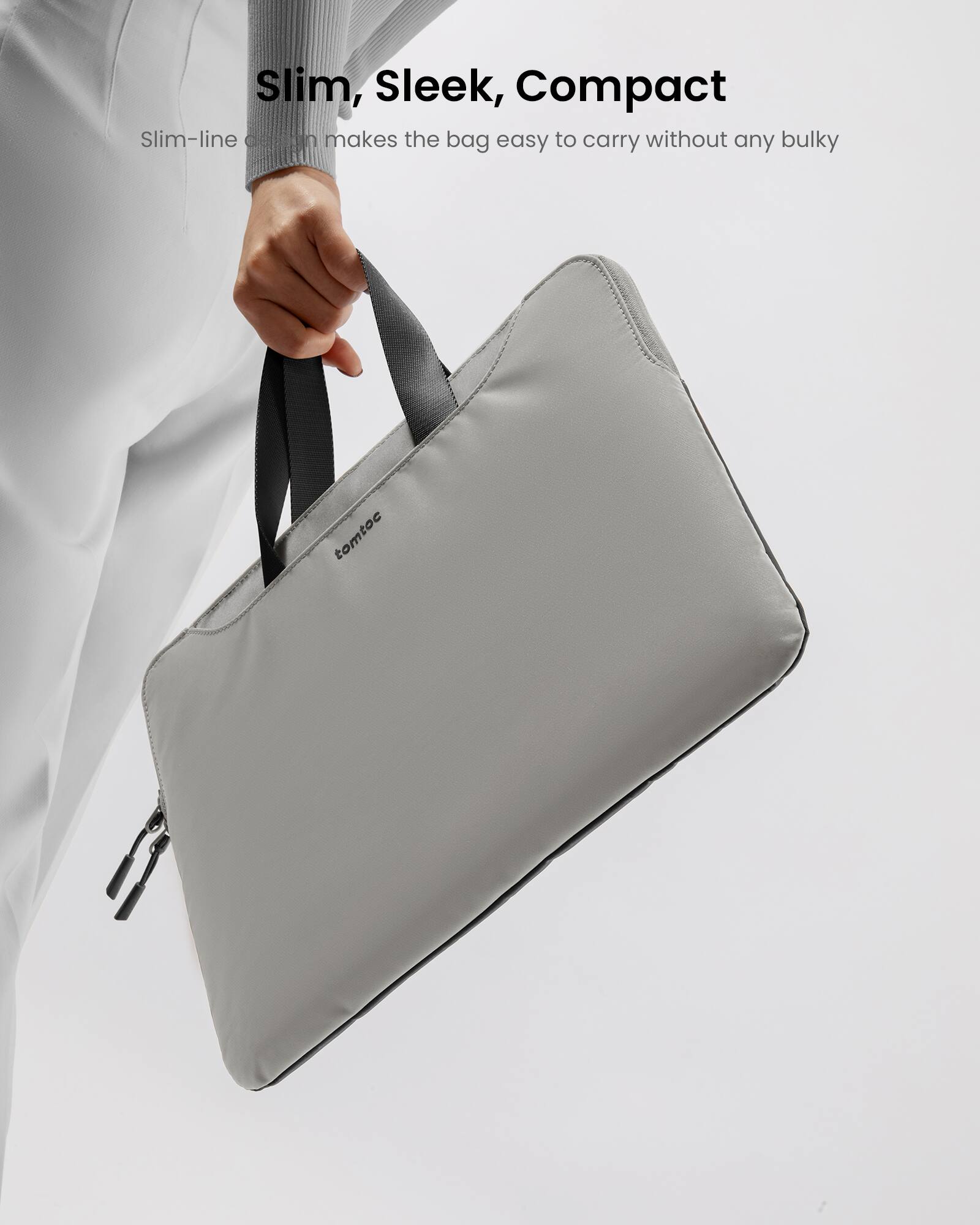 Slim, Sleek, Compact: Slim-line design makes the bag easy to carry without any bulky tomtoc.