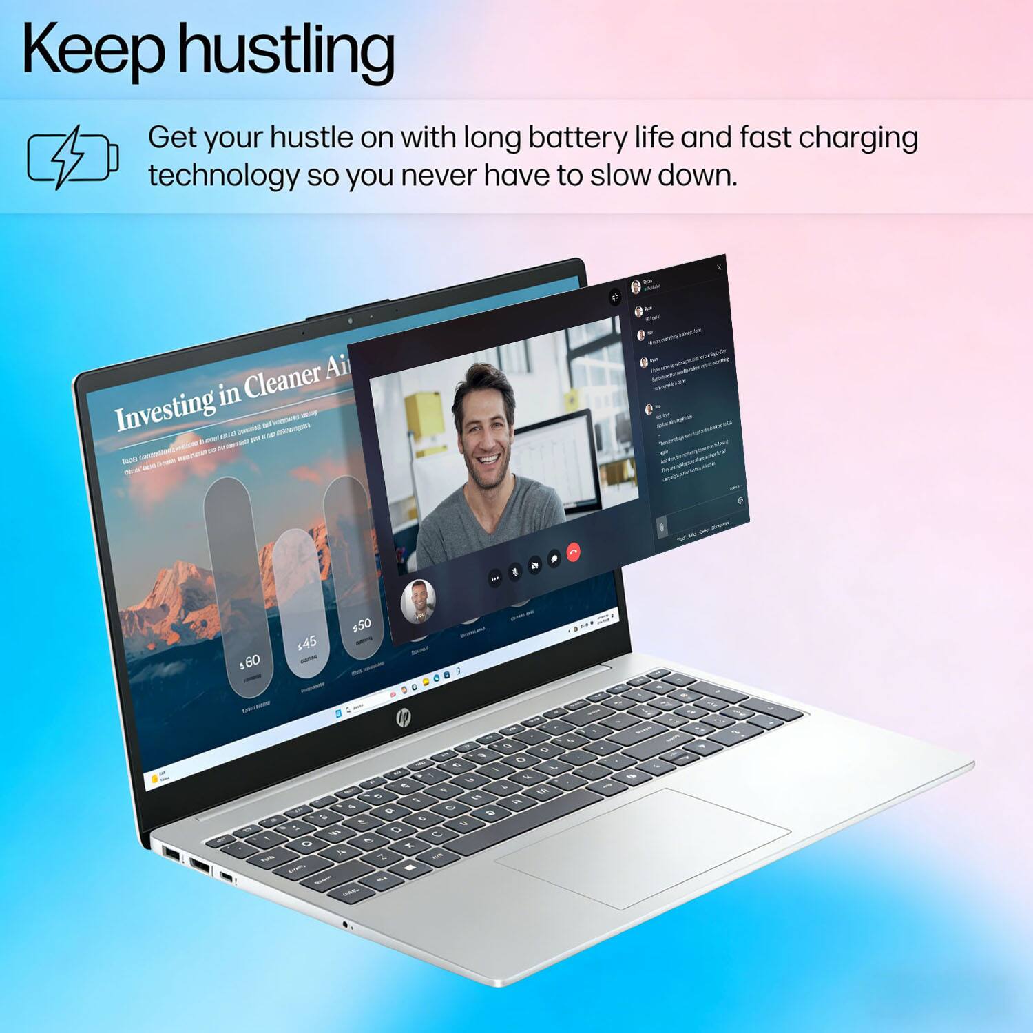 Keep hustling  
Get your hustle on with long battery life and fast charging technology so you never have to slow down.  

Investing in Cleaner Air
