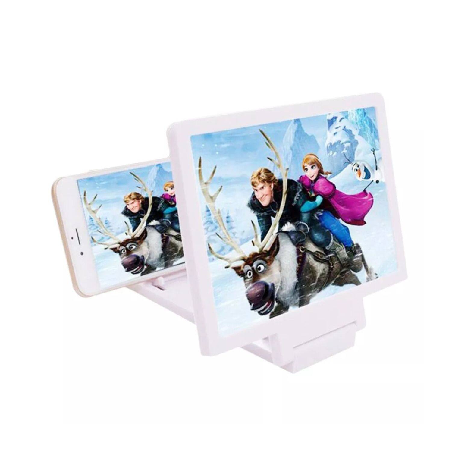 Left. Stock Preferred - 3D Mobile Phone Screen Magnifier Stand 7.8” Foldable HD Amplifier with Anti-Slip Holder - White.