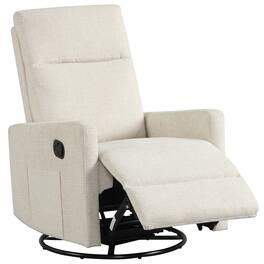 Costway - 360° Swivel Rocking Chair with Cushioned Back, Seat & Footrest for Living Room - Beige