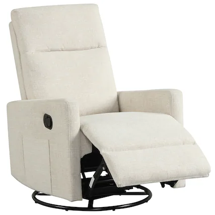 Front. Costway - Costway 360° Swivel Rocking Chair with Cushioned Back, Seat & Footrest for Living Room - Beige.