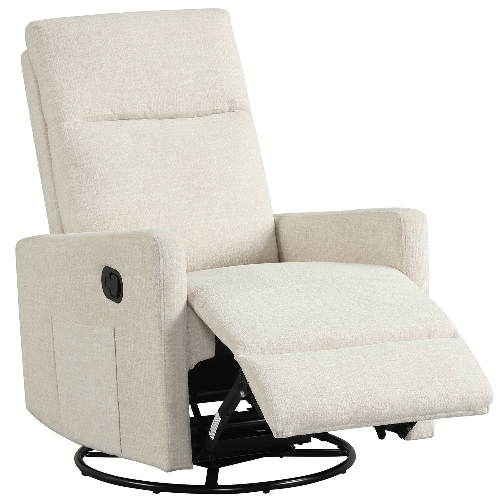 Front. Costway - Costway 360° Swivel Rocking Chair with Cushioned Back, Seat & Footrest for Living Room - Beige.