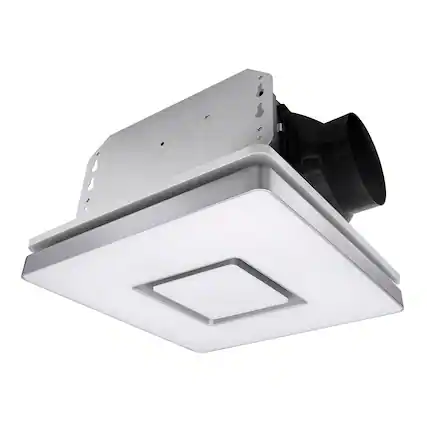 Front. Akicon - Decorative Silver Fan Speed 90 CFM Ceiling Bathroom Exhaust Fan with 18 Watt Dimmable 3CCT LED Light - Silver.