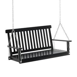 Outsunny - 2-Seater Hanging Porch Swing Outdoor Patio Swing Chair Seat with Slatted Build and Chains