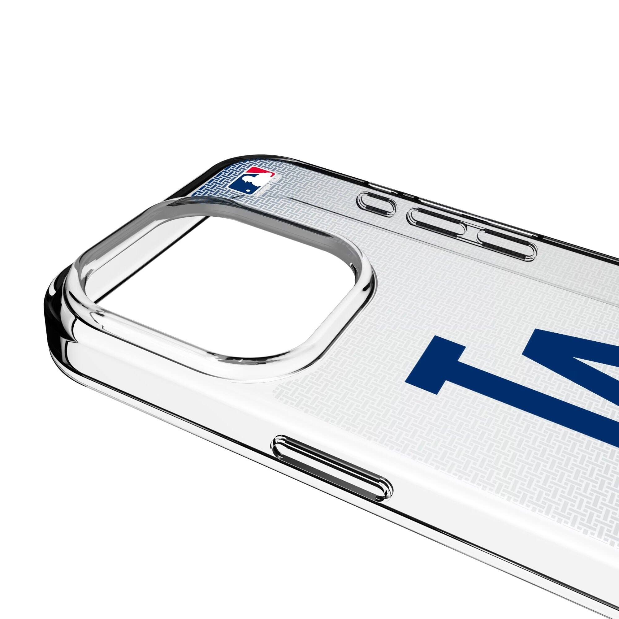 Alt View 2. Keyscaper - Los Angeles Dodgers Linen Logo iPhone Clear Case - 16e - Multicolor.