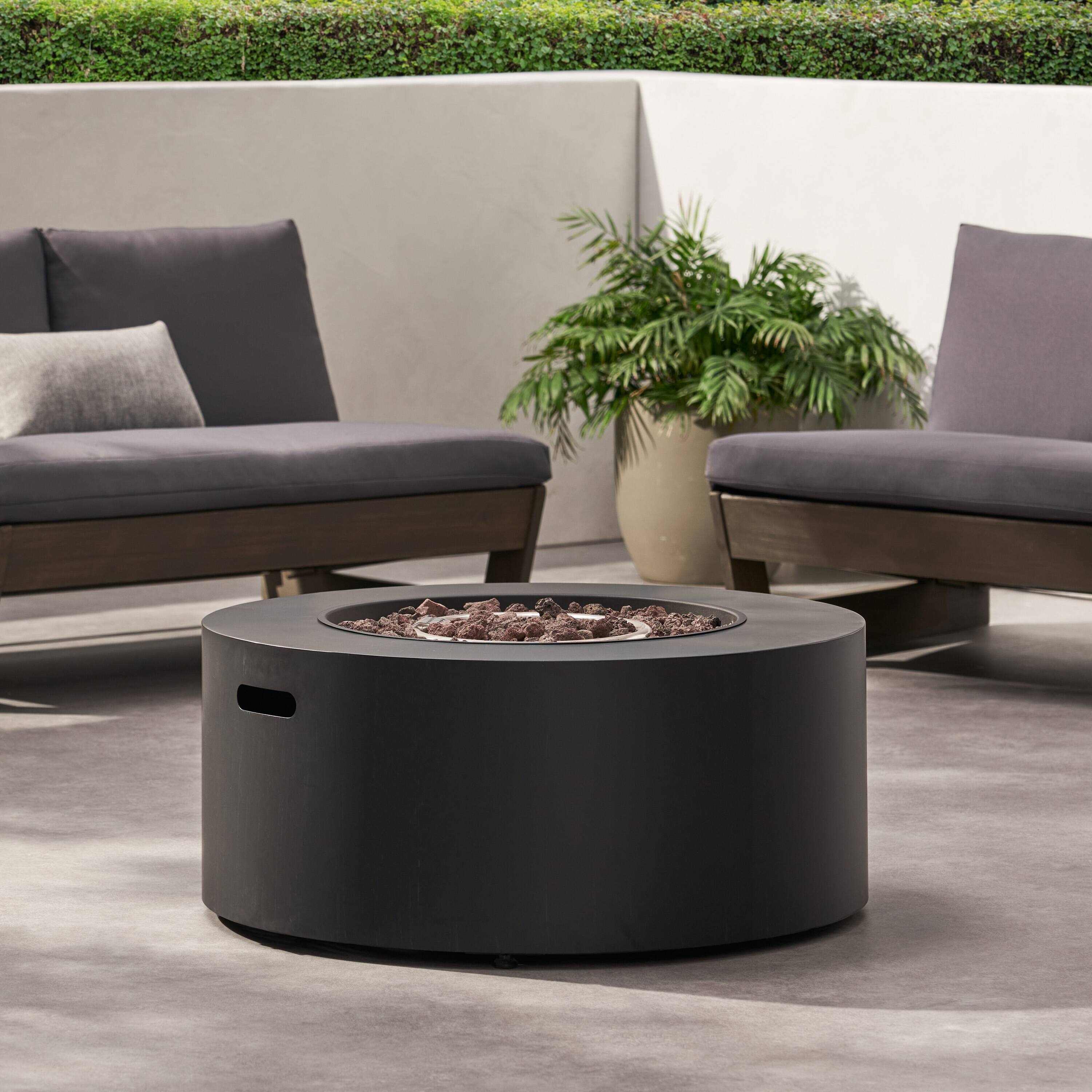 Alt View 4. APRILSOUL - 32 inch Patio 40000 BTU Round Iron Propane Fire Pit Dark Grey Tank Cover not Included - DARK GREY.