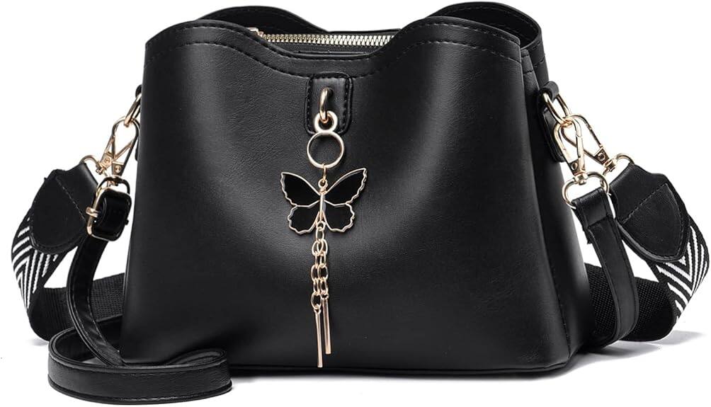Front. Vulpecula Spade - Small Crossbody Bags for Women Fashion Purses for Teenage Girls Lightweight Handbags Shoulder Bag - Black.