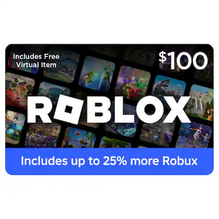 Includes Free Virtual Item $100 ROBLOX Includes up to 25% more Robux